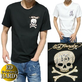 エドハーディー スカルtシャツ スカル ドクロ tシャツ ed hardy Tシャツ メンズ 13 ラインストーン ラブキル シンプル カットソー ゴールド/シルバー 半袖 サイズM-XL ギフト