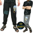 エドハーディー ed hardy サマーパンツ イージーパンツ ロングパンツ 薄手 メンズ スカル/ドクロ/ロゴ バンダナ ボトム 大きいサイズ/ビッグサイズ ブラック/グレー プリント サイズM-L-XL-XXL-3L-XXXL-4L