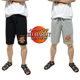 エドハーディー ed hardy スカル/ラブキル メンズ スウェット ハーフパンツ ショートパンツ エド・ハーディー ボトム ブラック/グレー M-XL 父の日 ギフト