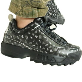 FILA フィラ スニーカー DISRUPTOR II MULTI GRAPHIC ディスラプター 2 マルチ グラフィック スニーカー ローカット BLACK/MULTI PATTERN ブラック ufw23030-992 厚底 総柄 シューズ/靴 メンズ ブランド