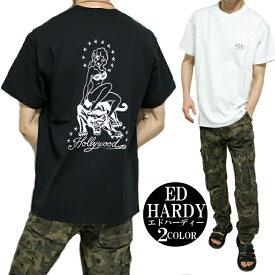 エドハーディー ed hardy Tシャツ メンズ レディース/パンサー 半袖 ワイドサイズ セクシーガール カットソー ブラック/ホワイト USAコットン サイズM サイズL ギフト