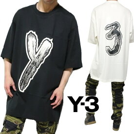 Y-3/ワイスリー Tシャツ 半袖 メンズ オーバーサイズ 発砲プリント 山本耀司 LOGO GFX TEE ロゴ トップス ブラック/ホワイト サイズM-L-XL