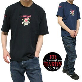 エドハーディー ed hardy Tシャツ スカルtシャツ メンズ ラブキル スカル ドクロ シンプル tシャツ プリント 半袖 カットソー ブラック ネイビー 正規ライセンス サイズM-XL