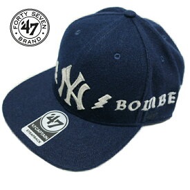 47(FORTYSEVEN,フォーティセブン) メンズキャップ ブランド キャップ メジャーリーグ ニューヨーク/ヤンキース ベースボール/キャップ 帽子 スナップバック ウール/牛革 ネイビー フォーティーセブン