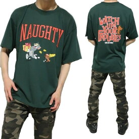 トムとジェリー Tシャツ 半袖 服 グッズ 薄手 メンズ/レディース/ユニセックス TOM & JERRY キャラクター 通販 ブラック/ホワイト/グリーン 公式ライセンス M