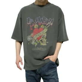 エドハーディー ed hardy Tシャツ 半袖 ビリヤード/スカル/ドクロ/髑髏 メンズ レディース tシャツ オーバーサイズ ワイドサイズ カットソー ブラック/チャコール サイズM-L