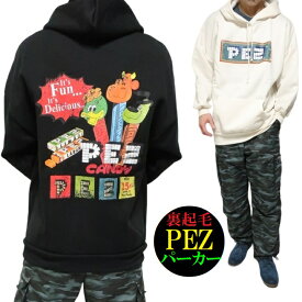 PEZ(ペッツ) パーカー プルオーバー 裏起毛 厚手 服 グッズ オーバーサイズ メンズ レディース ユニセックス 通販 メンズファッション トップス 正規ライセンス ブラック/アイボリー サイズM