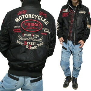 VANSON �o���\�� ���@���\�� MA-1 ����/�i�C���� ���� �t���C�g�W���P�b�g ���U�[�^�O�t�� NVJK-2504 �h�J �u���]��/�A�E�^�[ �u���b�N/���I�p�[�h/�^�� �T�C�YM/�T�C�YL/�T�C�YXL �l�o�[�}�C���h