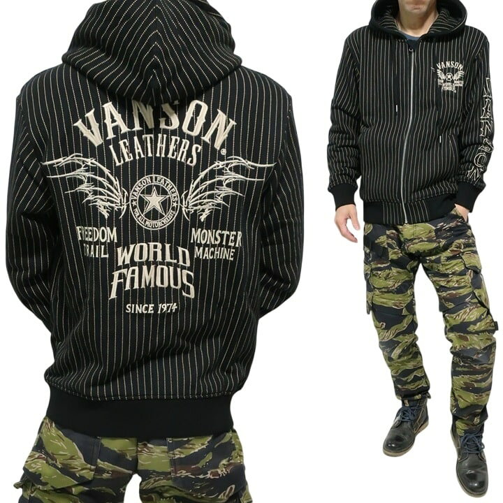 楽天市場】VANSON バンソン ジップパーカー スウェット フライング 