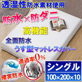 新生活応援 全面防水うす型マットレスカバー 【防水防ダニW効果】【ダニ通過率0％】【寝具汚れ防止】 寝汗 おねしょ アレルギー対策介護シーツ おねしょシーツ 洗濯機 脱水機 乾燥機 OK ファスナータイプ