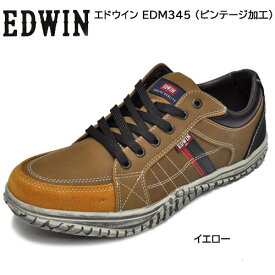 エドウイン EDWIN スニーカー メンズ イエロー EDM345 カジュアル タウンユース 通勤 通学 靴 ビンテージ加工