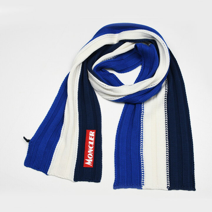 楽天市場】【訳あり商品】MONCLER モンクレール ブルーウールマフラー  