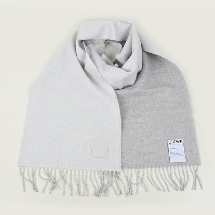 楽天市場】LOEWE ロエベ ライトグレーマフラー ロゴパッチ ウール  