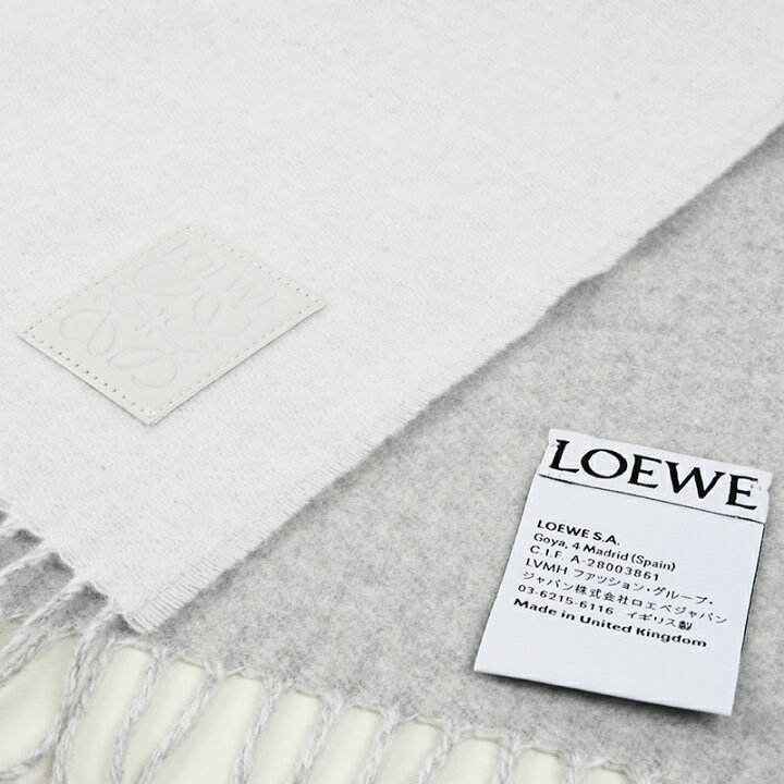楽天市場】LOEWE ロエベ ライトグレーマフラー ロゴパッチ ウール  