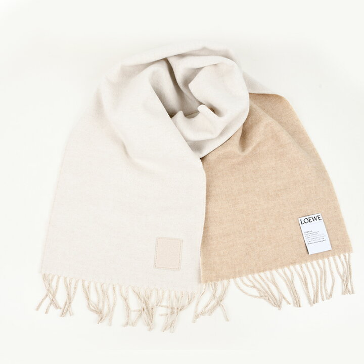 楽天市場】LOEWE ロエベ アイボリーマフラー ロゴパッチ ウール  
