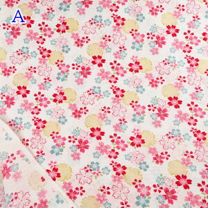 【P10倍★10/30限定】リップル プリント 生地 (50cm単位) 38145-3 サクラ さくら 桜 柄 夏向け 夏生地 布 浴衣 甚平 パジャマ 綿100% コットン ハンドメイド