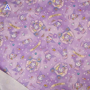 【P10倍★10/30限定】クロミ オックス プリント 生地 (50cm単位) G-8979-1 KUROMI スパークル Sanrio サンリオキャラクターズ 布 手づくり バッグ ポーチ ハンドメイド