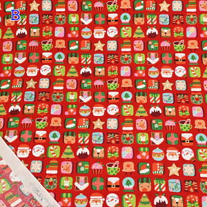 【P10倍★10/30限定】クリスマス スケアー プリント 生地 (50cm単位) SO57800-2 トナカイ サンタクロース 雪ダルマ ツリー キャンドル ハウス 暖炉 リース キラキラ Merry Christmas Xmas 飾り 装飾 ハンド