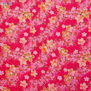 京ちりめん 金彩 (50cm単位) C171 桜 柄 布 生地 キラキラ