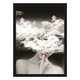 LIFEHACK/wom65モノクロームで描かれた女性の顔と、そこに重なる雪山の風景が、見る人の想像力を掻き立てるユニークなデザインが魅力の アートポスター A3 A4 アートプリント モノクロ モノトーン タイリッシュ ファッション 北欧 レディ モダンインテリア 海外風 玄関