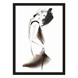 LIFEHACK/wom105 うつむき加減の横顔には、静かな自信と内なる強さが宿って、自分らしいスタイルを貫く女性の姿を表現している アートポスター A3 A4 アートプリント モノクロ モノトーン タイリッシュ ファッション インテリア 北欧 女性 海外風 レディ モダンインテリア