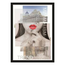 LIFEHACK/wom126 女性の顔をベースに、複数の都市の風景がコラージュのように重ねられた、非常にユニークなデザインが魅力の アートポスター A3 A4 アートプリント モノクロ モノトーン タイリッシュ ファッション 北欧 レディ モダンインテリア 海外風 玄関