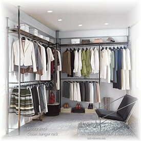ポイント10倍 【アウトレット】 突っ張り ラック 光沢ブラック クローゼット ハンガーラック ハイタイプ ワイド スーパーワイド 収納ラック 収納棚 ハンガーラック 収納ケース ワードローブ 吊り下げ収納 北欧 スリム 軽量 ひとり暮らし 一人暮らし 玄関 コート ラック