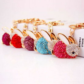 バッグチャーム キラキラ 可愛い キーリング うさぎ ウサギ キーホルダー かわいい 韓国 バッグ チェーン ラインストーン バックチャーム プレゼント 全4色 ky009