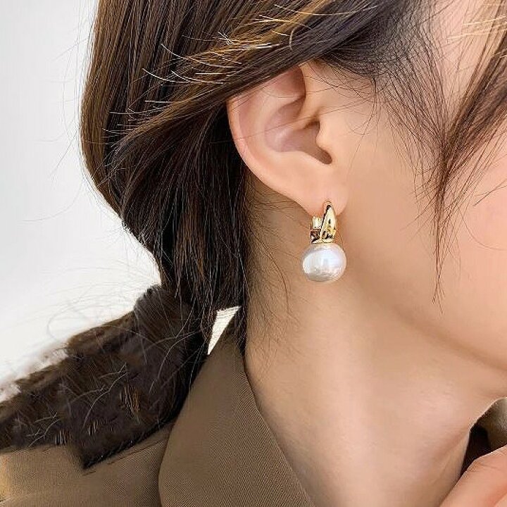 楽天市場】パール ピアス フープ 一粒 大ぶり 花珠級 パールピアス 