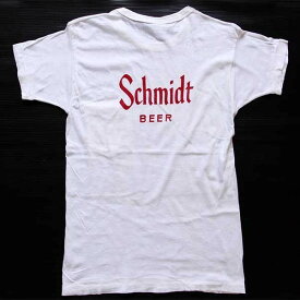 60s USA製 Norwich Schmidt BEER 染み込みプリント コットン ポケットTシャツ 白 M★A【中古】