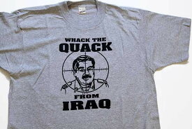デッドストック★80s USA製 WHACK THE QUACK FROM IRAQ サダム フセイン Tシャツ 杢グレー L【中古】