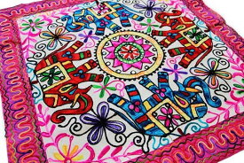 象 民族柄 チェーン刺繍 装飾 タペストリー【中古】