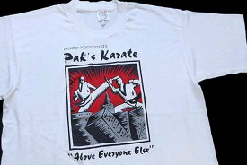 90s USA製 Master Hammond's Pak's Karate "Above everyone Else" 空手 アート Tシャツ 白 L【中古】