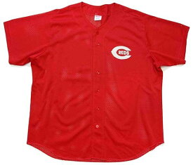 90s USA製 Wilson MLB CINCINNATI REDS ナイロン メッシュ ベースボールシャツ 赤 XXL★特大【中古】