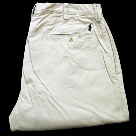 00s ポロ ラルフローレン ETHAN PANT ツータック コットン チノパン ライトカーキ w36 L34★185【中古】