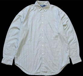 90s ポロ ラルフローレン LINDSEY タッタソールチェック ポケット付き コットンシャツ L【中古】