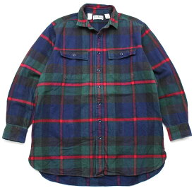 90s L.L.Bean CHAMOIS CLOTH SHIRT タータンチェック コットン シャモアクロスシャツ L-T 【中古】