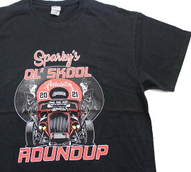 Sparky's OL'SKOOL ROUNDUP Rockabilly HOTROD コットンTシャツ 黒 XL【中古】