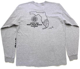 USA製 BAYSIDE LOCAL 630 WEST PALM BEACH FLORIDA 長袖 ポケットTシャツ 杢グレー XL 【中古】