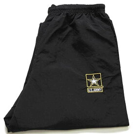 10 米軍 U.S.ARMY ロゴ刺繍 APFU トレーニング ナイロンパンツ 黒 S/L★10 【中古】