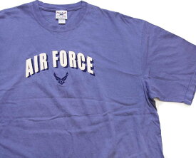 00s USA製 AIR FORCE ロゴ刺繍&フェルトパッチ付き コットンTシャツ ブルーグレー XL 【中古】