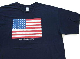 USA製 星条旗柄 Made In America 2015 コットンTシャツ 紺 XL 【中古】