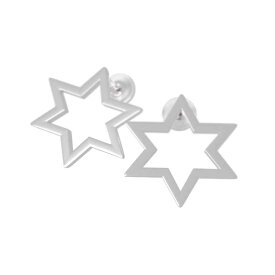 ペアピアス 六芒星 レディース メンズ ゴールドk18 キャッチ付き 中サイズ (ホワイト イエロー ピンク)