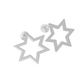 ペアピアス・六芒星・レディース・メンズ・k18ゴールド・キャッチ付き・大サイズ (ホワイト イエロー ピンク)