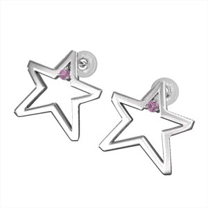 両耳 ピアス スター ヘッド レディース 9月 サファイア ゴールドk18 キャッチ付き 大サイズ (ホワイト イエロー ピンク) (ガーネット アメジスト アクアマリン ブラックダイヤモンド エメラル