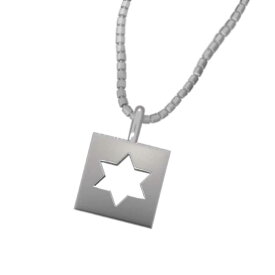 ペンダント ネックレス 六芒星 レディース メンズ 18kゴールド 小サイズ 四角型 (ホワイト イエロー ピンク)