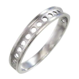 平打ちの 指輪 小指 指輪 丸抜き デザイン レディース メンズ ゴールドk18 約3mm幅 (ホワイト イエロー ピンク)