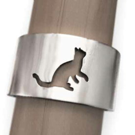 指輪 猫 レディース メンズ k10ゴールド 猫の型抜き (ホワイト イエロー ピンク)