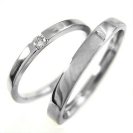 ペア・指輪・平らな指輪・レディース・メンズ・4月誕生石・天然ダイヤモンド・10kゴールド・約0.05ct (ホワイト イエロー ピンク)