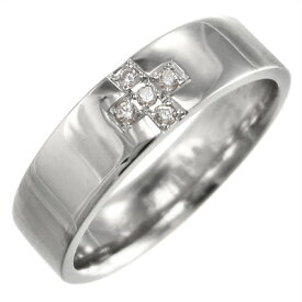 リング・結婚指輪にも・クロス・レディース・メンズ・4月誕生石・天然ダイヤモンド・ゴールドk18・約0.05ct (ホワイト イエロー ピンク)